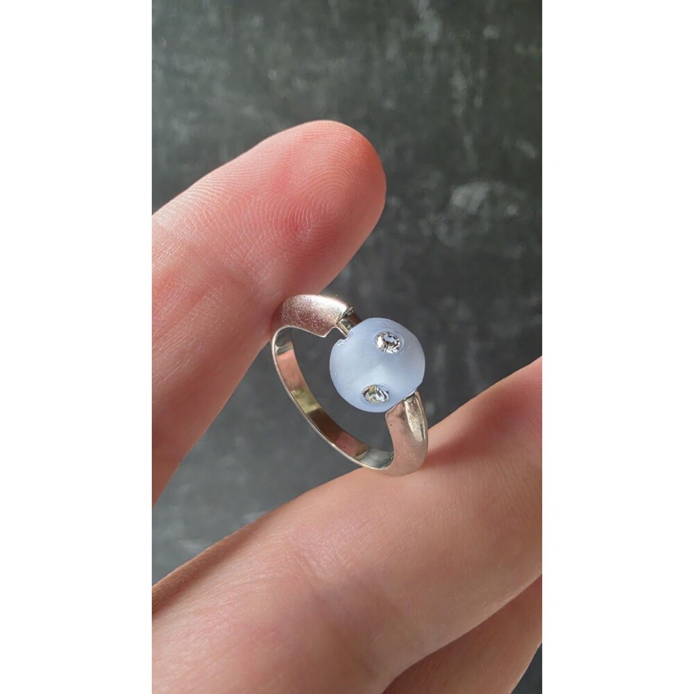925 Sterling Silver Sphere Bead Ring Size US 7.25 Vintage READ Description